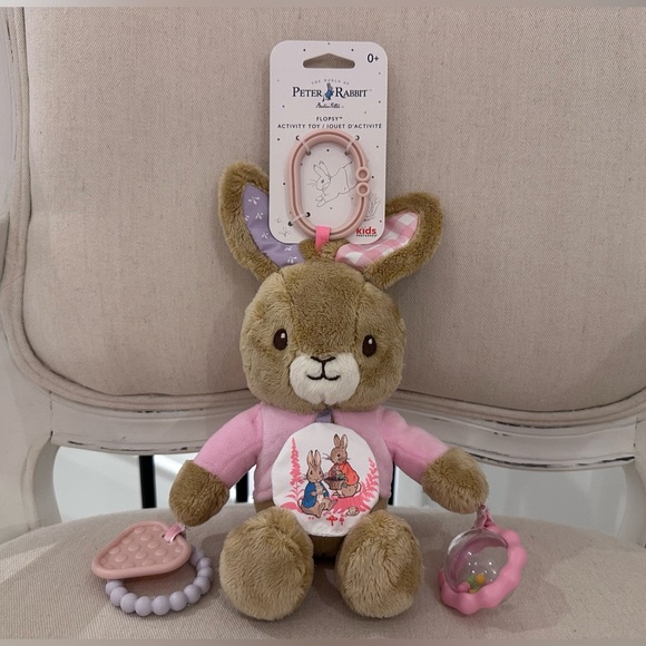 NWT Peter Rabbit Pink Flopsy Plush Lovey Activity Toy Rattle Teether Mirror - Picture 2 of 9